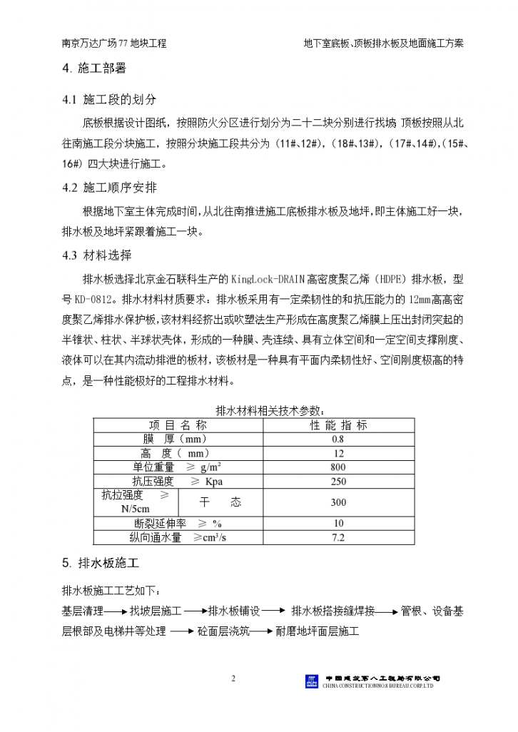 南京万达广场G77商务区排水板施工方案-图二