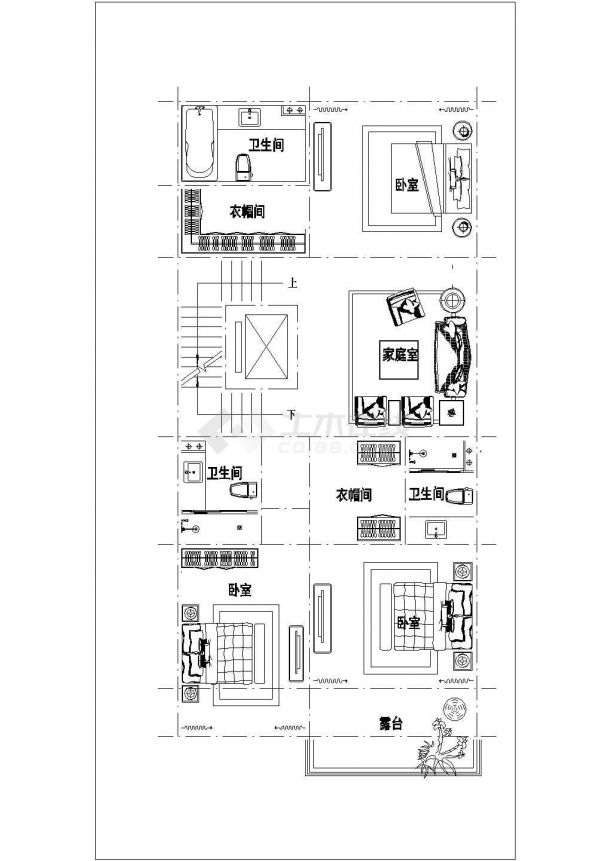 490平米3层框架结构高档单体别墅平面设计CAD图纸（含地下层）-图二
