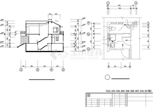 某二层东南亚风格别墅建筑施工图纸，标注明细-图一