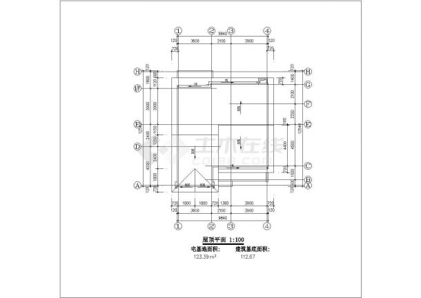 某地区(9.84x12.54)三层独栋别墅建筑结构设计CAD图含效果图(设计说明）-图一
