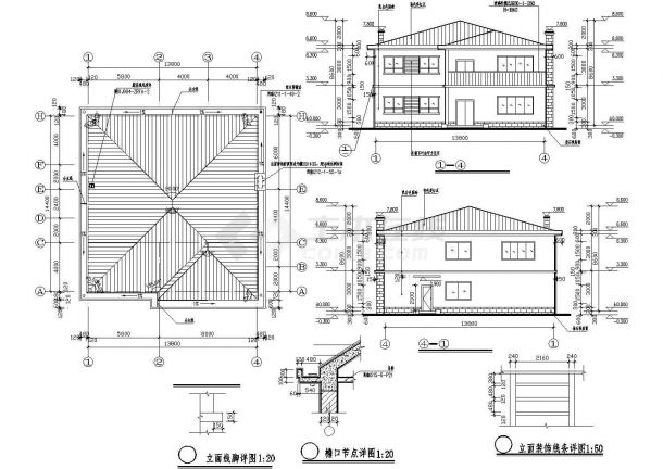 某419㎡二层现代风格别墅建筑设计CAD图纸（含设计说明）-图一