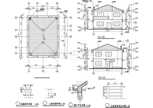 某419㎡二层现代风格别墅建筑设计CAD图纸（含设计说明）-图二