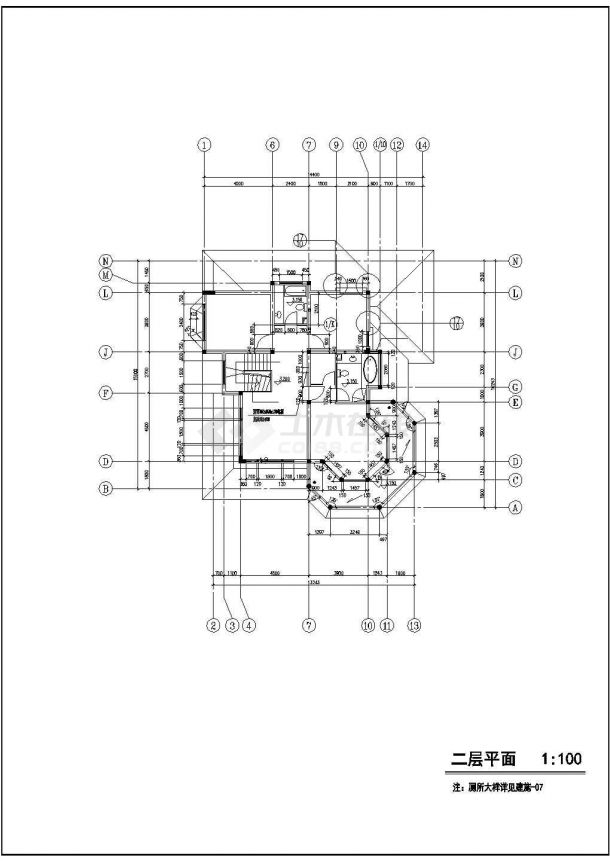 某333㎡三层东南亚风格别墅建筑设计图纸（含设计说明）-图二