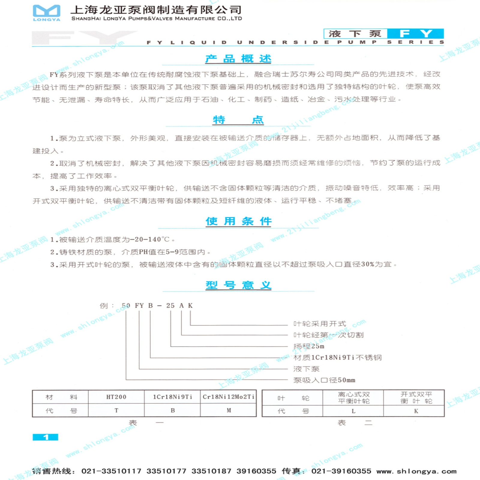 FY液下泵系列