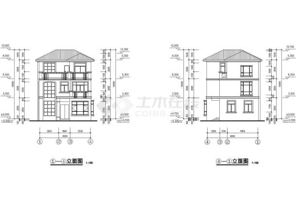 某三层现代风格别墅建筑施工图纸（标注明细）（12张图纸）-图二