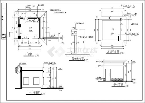 某大门设计全套CAD详细建筑完整施工图-图一