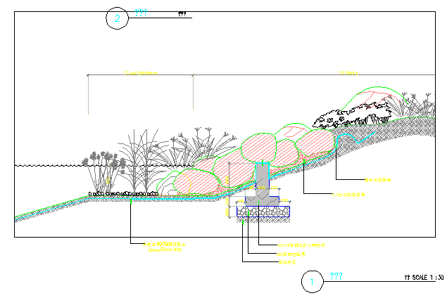 某典型自然驳岸做法CAD详细全套设计_图1