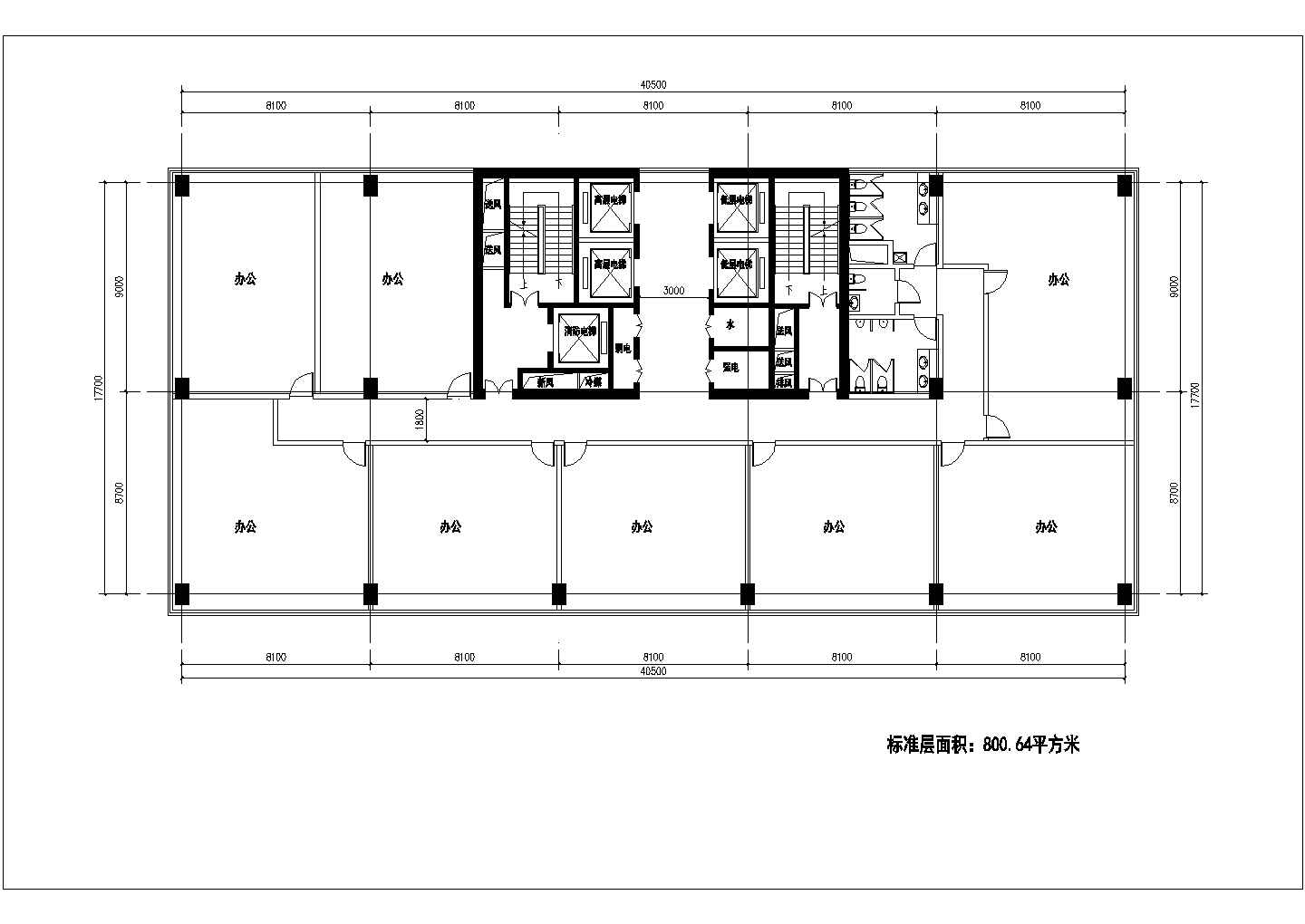 秦皇岛市某现代化小区22层公寓式住宅楼平面设计CAD图纸