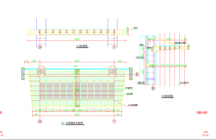 某地某大厦斜拉钢结构雨棚施工图CAD图纸_图1