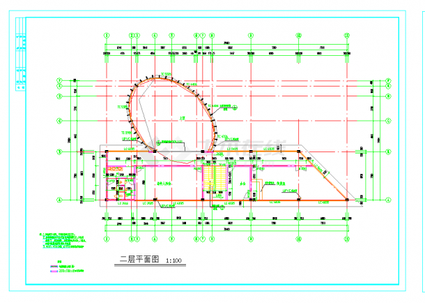 某地某小区多层会所建筑设计方案施工图CAD图纸-图二