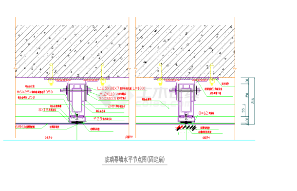 某地某隐框玻璃幕墙节点图CAD图纸-图二