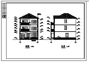 别墅设计_300平米某三层带阁楼框混结构私人别墅建筑施工cad图纸-图二