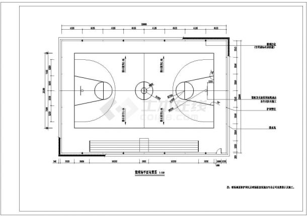 某三个球场CAD全套建筑施工设计图-图二