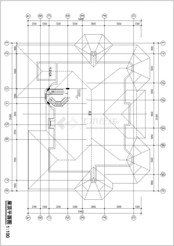 框架结构别墅CAD布置图-图二