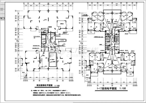 17层高层住宅电气全套施工cad图纸-图二