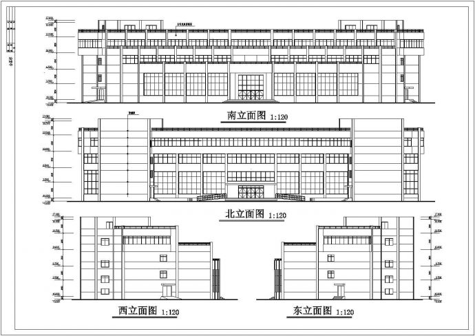 某地3层框架商务酒店建筑设计方案图_图1