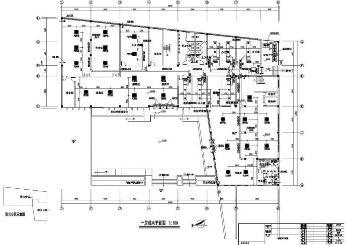 某2600平三层办公楼空调设计cad图纸_图1