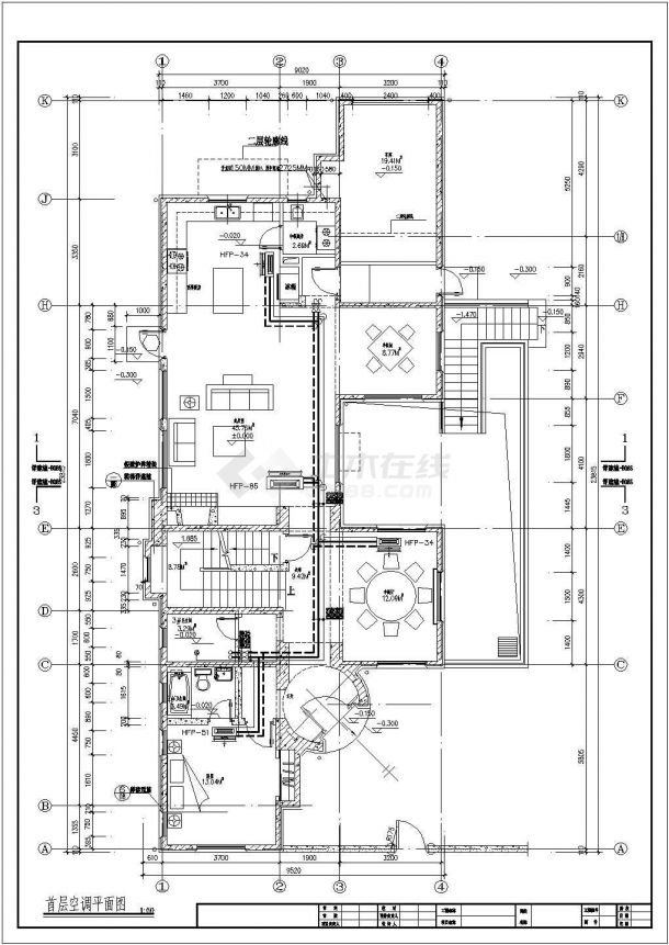 【北京】某450平二层别墅空调设计cad图纸-图二