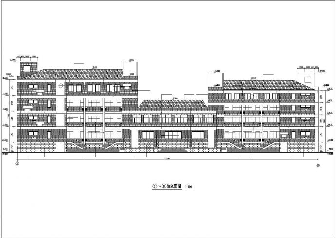 某中学四层综合楼建筑设计施工图含总图_图1
