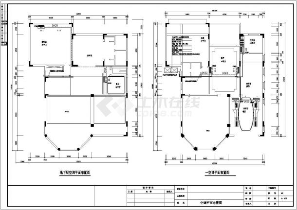 某三层别墅中央空调设计cad图纸，共2张-图二
