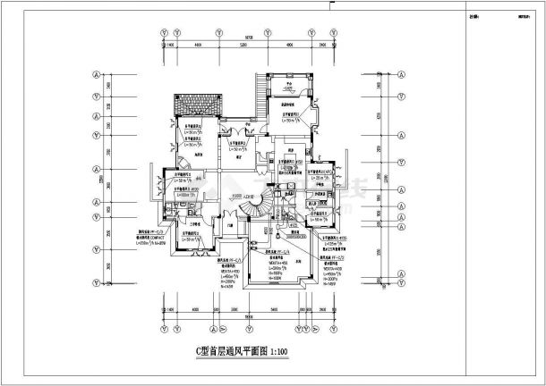 某别墅空调通风设计cad图纸，共7张-图二