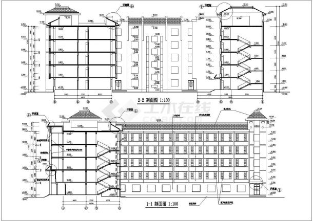 某学校五层学生公寓楼全套建筑施工图-图一