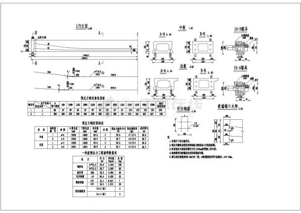 1×14米预应力混凝土空心板成套cad设计图纸-图一