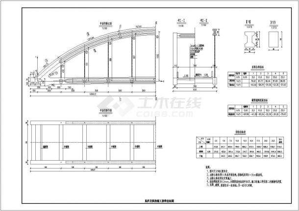 预应力系杆拱结构下承式大桥全套cad设计图纸-图一