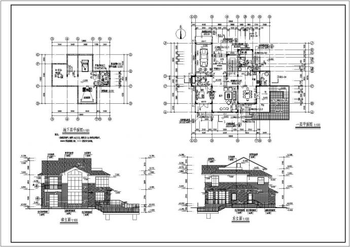 某农村两层带地下室别墅建筑设计施工图_图1