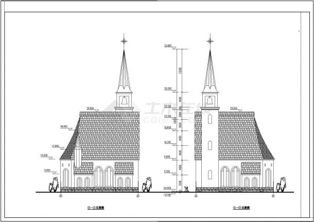 非常漂亮经典的教堂建筑设计施工图-图一