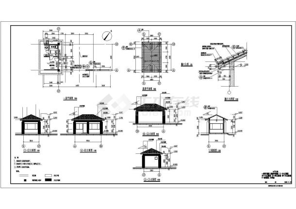某地区1层框架结构门卫室全套施工图-图一