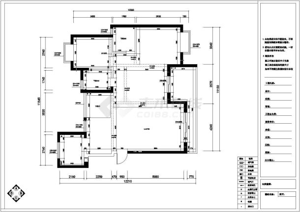 新古典130平米三居室装修CAD施工图（含效果图）-图一