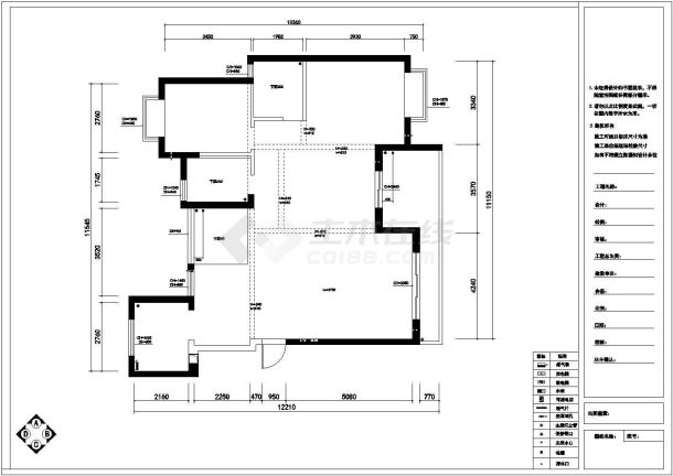 新古典130平米三居室装修CAD施工图（含效果图）-图二