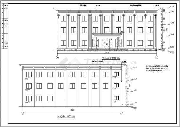 某地3层框架办公楼建筑设计方案图-图一