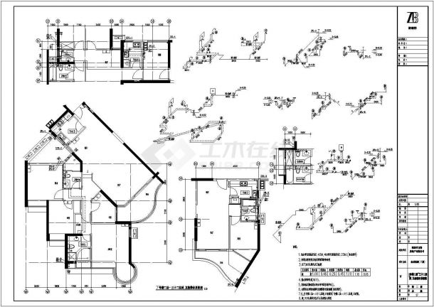 某小区高层框架结构住宅楼卫生间给排水设计图-图二