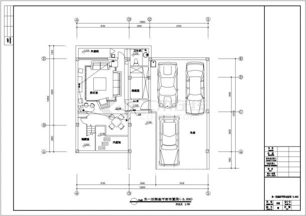 某地上三层别墅电气装修图（地下一层）-图二