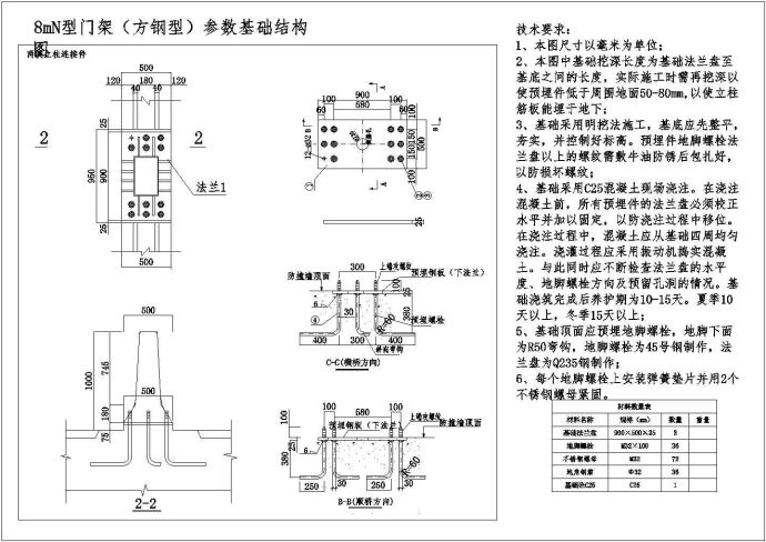 8mNF型门架设计套图（7张方钢）_图1