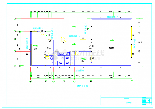 一层办公楼、小岗亭建筑施工图（含SketchUp 文件）-图一