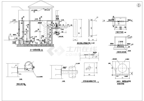 某地埋式泵站设计cad图纸，无设计说明-图一