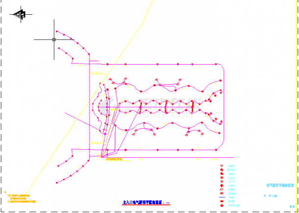 陕西地区某个小区入口景观水电CAD平面布置参考图-图二