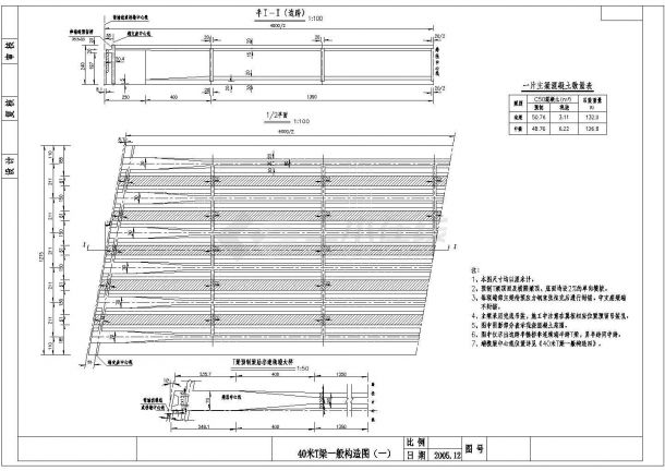 40m预应力混凝土组合T梁设计套图（72张）-图一