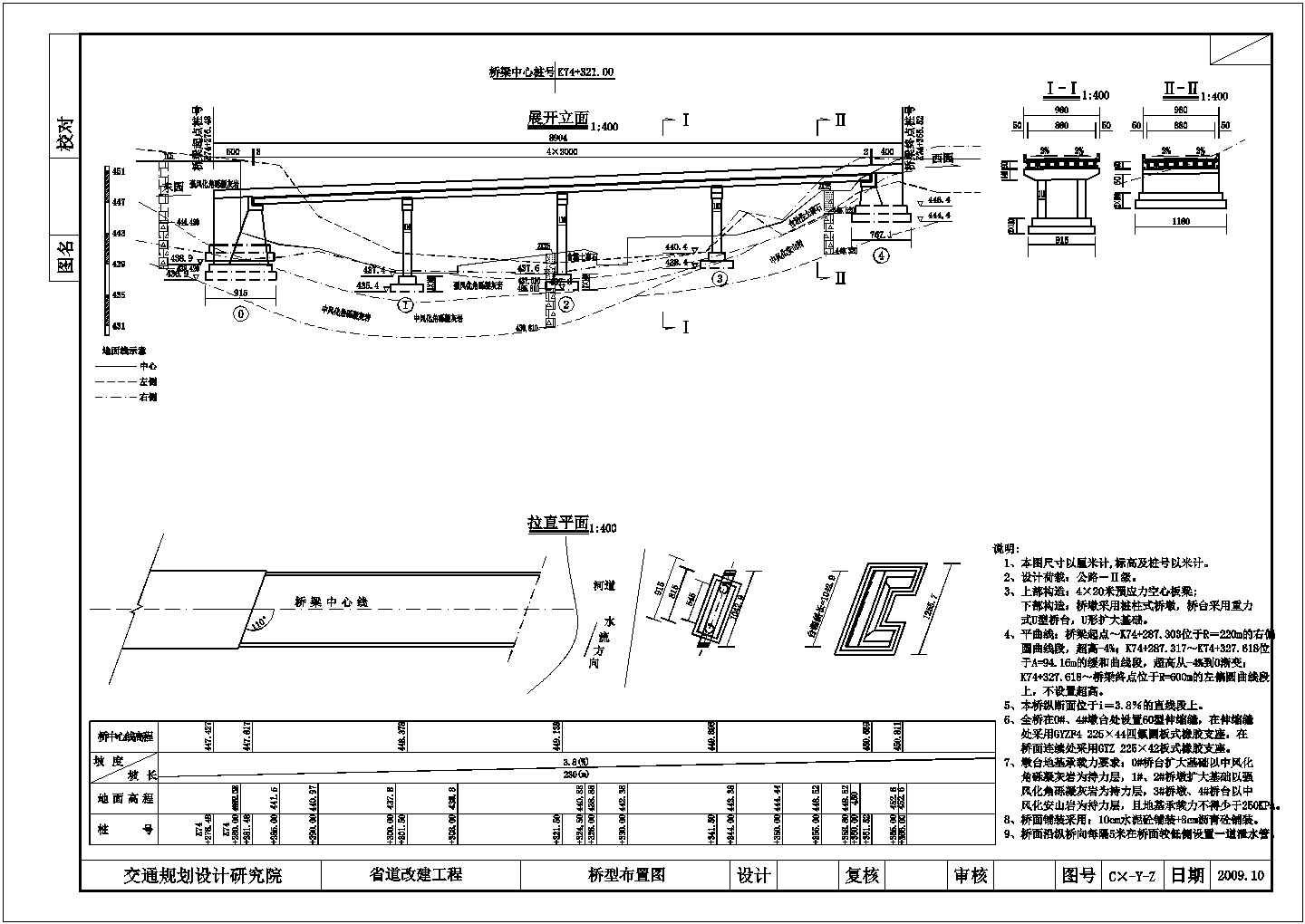 4×20m预应力空心板桥总体及下部结构设计套图（14张）