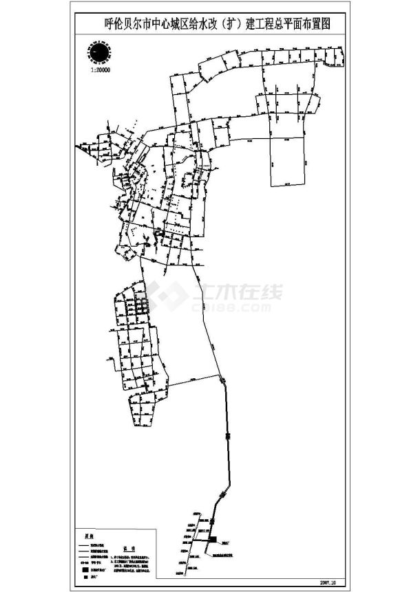 【呼伦贝尔市】城区给水管道改造设计cad图纸-图一