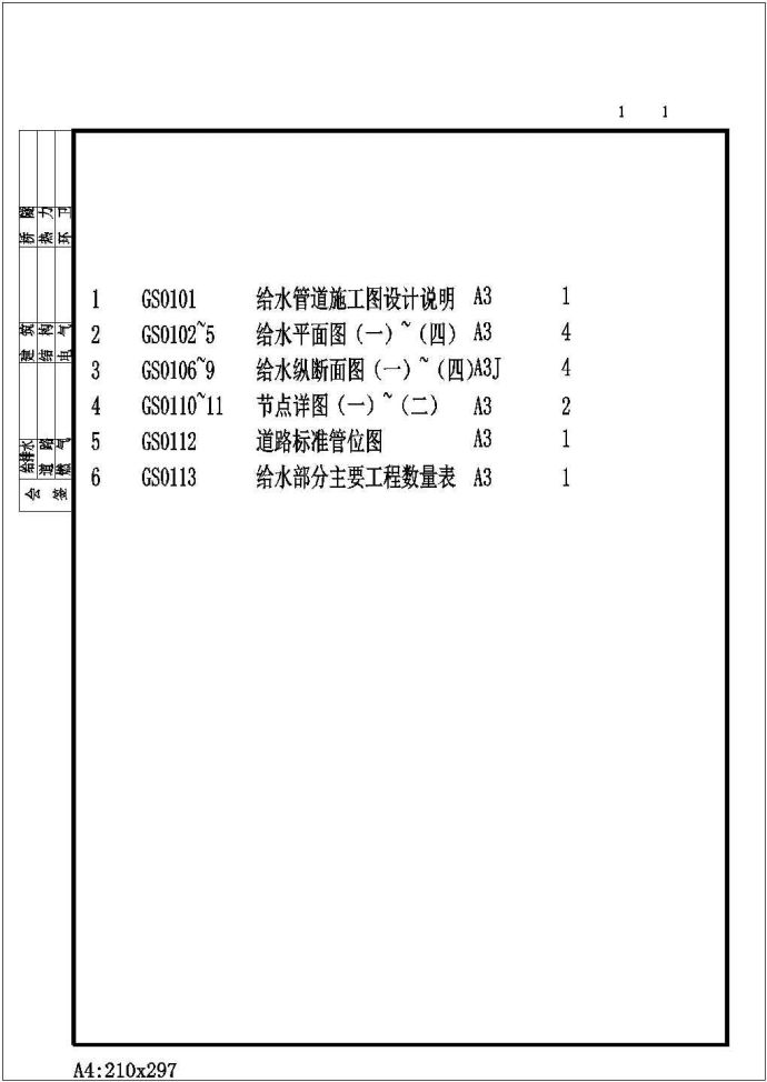 新建市政道路给水工程设计施工图（共10张图纸）_图1