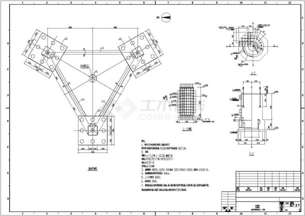 某项目144m高火炬塔架全套结构施工图-图二