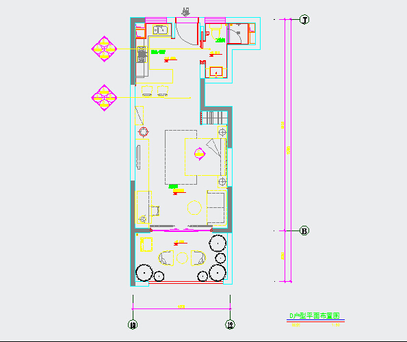 【上海】小型现代简约风格一居室室内装修施工图（含效果）_图1