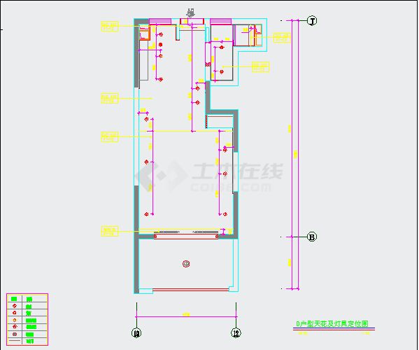 【上海】小型现代简约风格一居室室内装修施工图（含效果）-图二