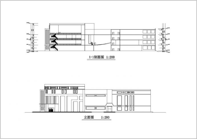 某地三层框架结构图书馆建筑设计方案图_图1