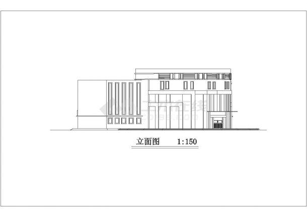 某地三层框架结构图书馆建筑设计方案图-图二