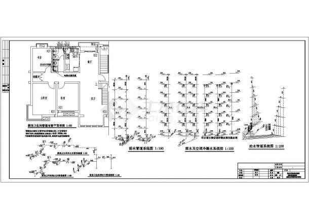 某六层住宅给排水设计cad图纸，含设计说明-图二